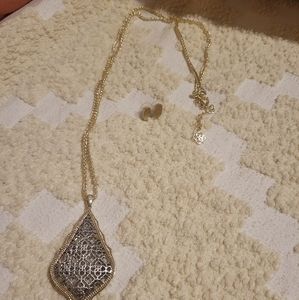 Kendra Scott - Gold and Silver Filigree Pendant + Gold Studs